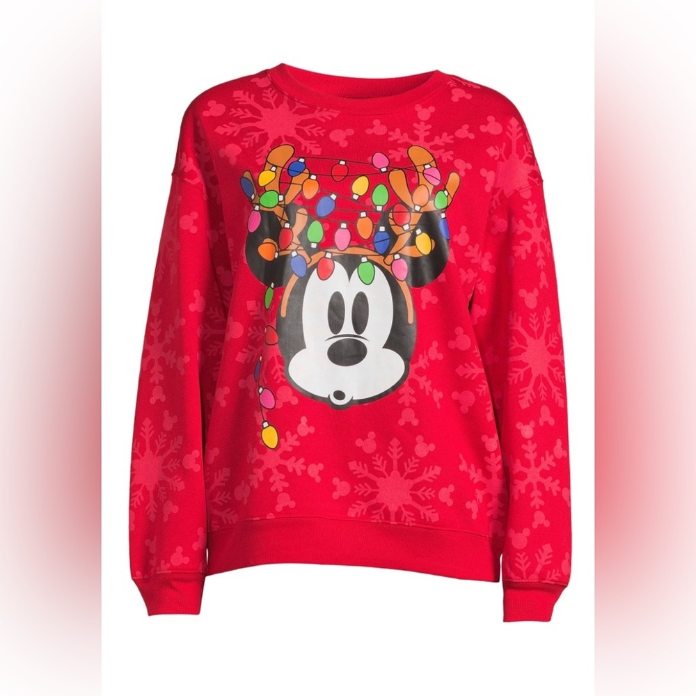 Disney Holiday Mickey Mouse Women's Juniors Size Small Graphic Fleece Sweatshirt